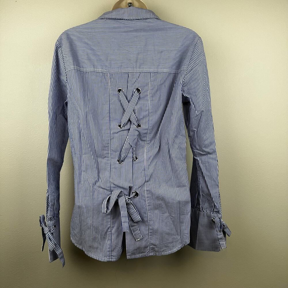 NEW Sanctuary Evereve Sorrel Tie Back Shirt Blouse Striped Nautical Blue XS - Picture 5 of 12